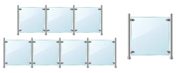Set Mockup Glass Railing Fence Section Isolated Illustration — Stock Photo, Image