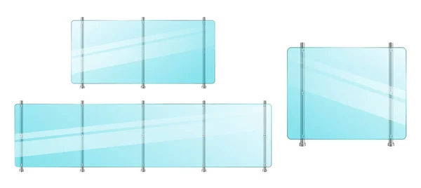 用隔离的栅栏安装模拟玻璃护栏 3D插图 — 图库矢量图片