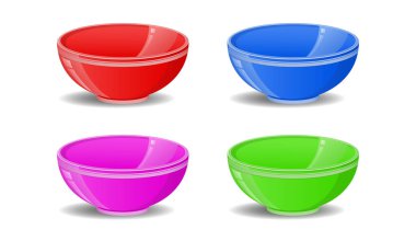 Renkli Plastik Tabaklar veya Kase Resmini İzole Et