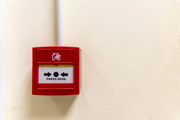Botón Rojo Alarma Incendios Dentro Del Hospital Industria Fábrica Zone — Foto de Stock
