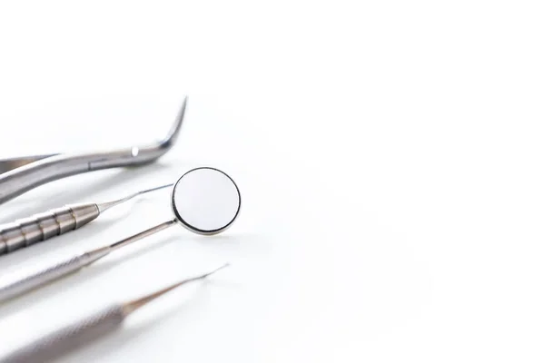 Close Dental Instrument Equipment Isolated White Clean Blur Background Dental — Stock Photo, Image