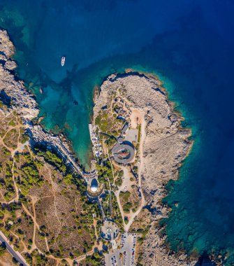 Kallithea Springs and beach in Rhodes island aerial view