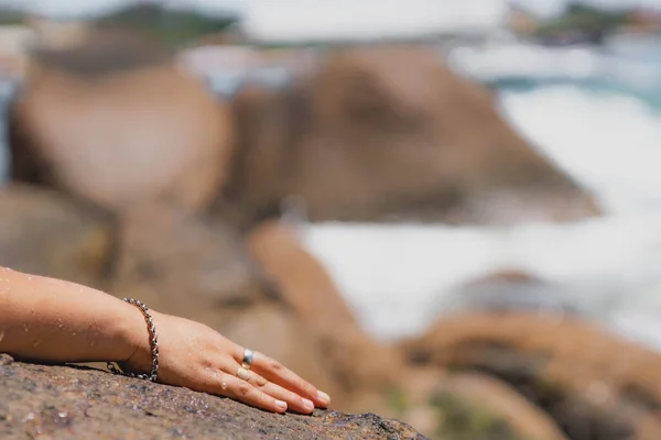 Detail elegant fingers of a woman's hand. 