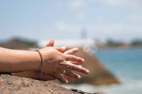 elegant and delicate hands of a woman. detail without stress