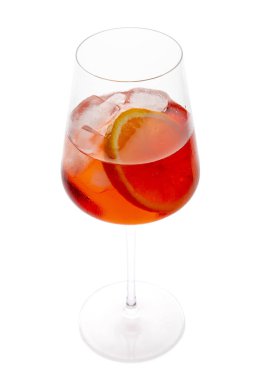 The Venetian spritz cocktail in a glass on a white background