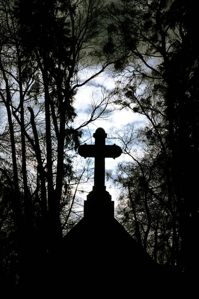 Cruz Fundo Cemitério — Fotografia de Stock