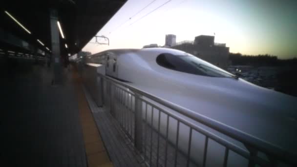 Shizuoka Japonsko Října 2022 Vintage Film Jako Vlak Odjíždějící Stanice — Stock video