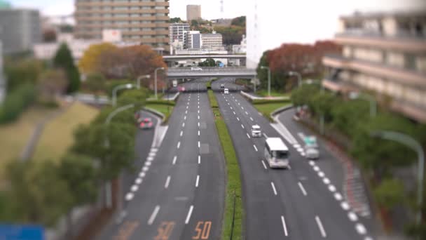日本东京 2022年11月22日 日本东京街头的迷你假影 全景效果或全景幻影 — 图库视频影像