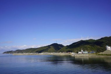 Shimane, Japonya - Kasım 72022 Uppurui, Shimane, Japonya 'daki Yel Değirmeni Çiftliği