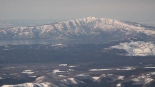 Hokkaido Japan January 2023 Aerial View Lake Kussharo Lake Mashu — 비디오