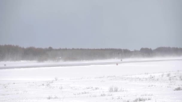 Hokkaido Japan January 2023 Runway Adverse Weather Condition Nemuro Hokkaido — Stockvideo