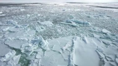 Hokkaido, Japonya - 15 Şubat 2023: Abashiri limanı, Hokkaido, Japonya