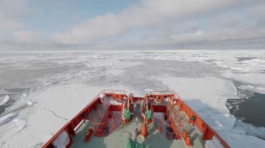 Hokkaido,Japan - February 25, 2023: Braking Drift ice in the offing of the Monbetsu port, Hokkaido, Japan