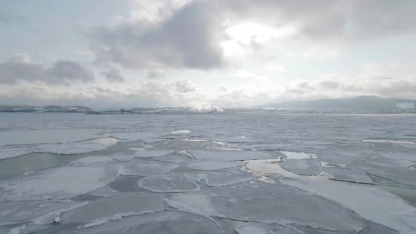 Hokkaido Japan February 2023 Drift Ice Offing Monbetsu Port Hokkaido — Stockvideo