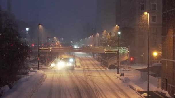 Hokkaido Japan February 2023 Street View Souseigawa Street Heavy Snow — стоковое видео