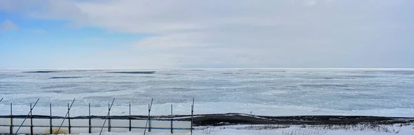 Hokkaido Japonia Lutego 2023 Lód Dryfujący Obok Stacji Kitahama Hokkaido — Zdjęcie stockowe