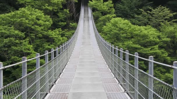 Токусима Япония Июня 2023 Года Подвесной Мост Хигаси Через Каньон — стоковое видео