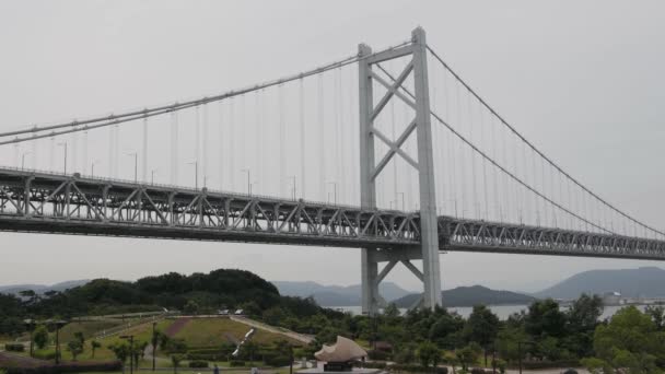 Kagawa Japonsko Června 2023 Mostní Věž Seto Ohashi Pohled Parkoviště — Stock video