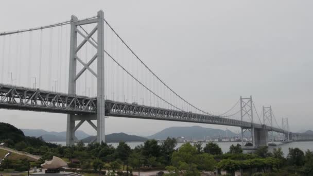 Kagawa Ιαπωνία Ιουνίου 2023 Πύργος Γέφυρας Seto Ohashi Από Πάρκινγκ — Αρχείο Βίντεο