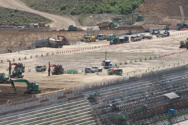 Akita Japão Julho 2023 Colocação Concreto Fundição Concreto Construção Barragem — Fotografia de Stock