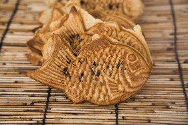 Kyoto, Japonya - 21 Şubat 2023: Taiyaki sokak standında satıldı