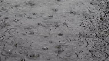 Tokyo, Japonya - 31 Mayıs 2025: Kaldırıma sağanak yağmur yağıyor