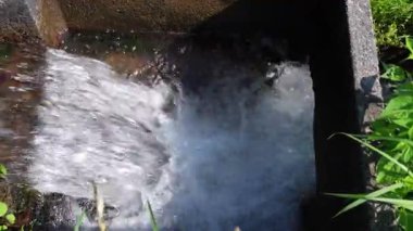 Tottori, Japonya - 29 Haziran 2025: Pirinç tarlası sulama kanalı 