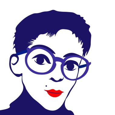 Beautiful young woman with glasses. Vector illustration in flat style