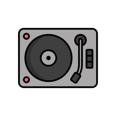 Beyaz arkaplanda turntable simge vektör tasarım şablonu