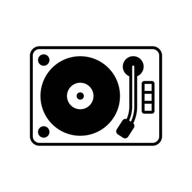 Beyaz arkaplanda turntable simge vektör tasarım şablonu