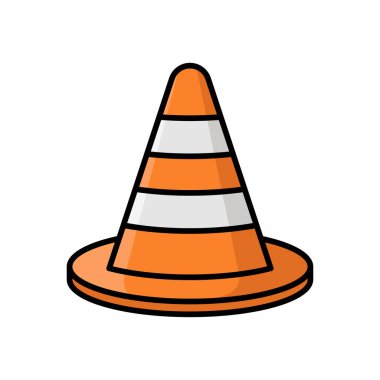 Beyaz arkaplanda trafik konisi simgesi vektör tasarım şablonu