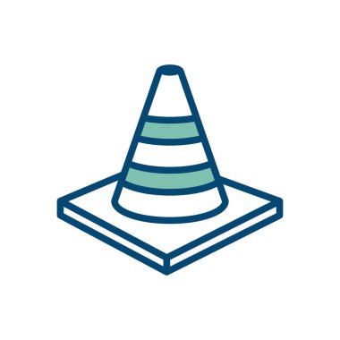 Beyaz arkaplanda trafik konisi simgesi vektör tasarım şablonu