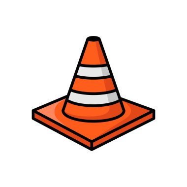 Beyaz arkaplanda trafik konisi simgesi vektör tasarım şablonu