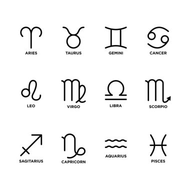 Beyaz arkaplanda zodiac simge vektör tasarım şablonu