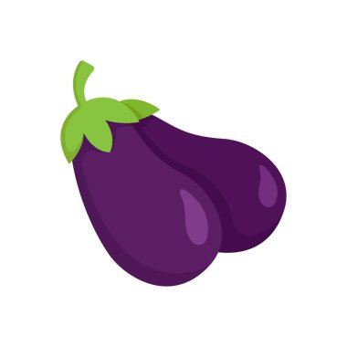 Beyaz arkaplanda patlıcan ikonu tasarım şablonu