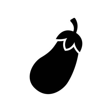 Beyaz arkaplanda patlıcan ikonu tasarım şablonu