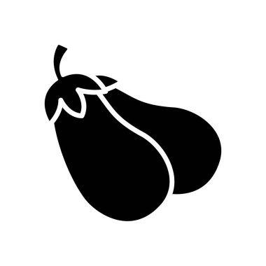 Beyaz arkaplanda patlıcan ikonu tasarım şablonu