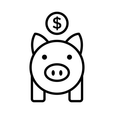 Piggy Bank simge vektör tasarım şablonu beyaz arkaplan
