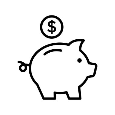 Piggy Bank simge vektör tasarım şablonu beyaz arkaplan