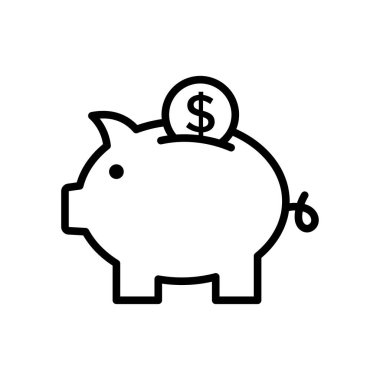 Piggy Bank simge vektör tasarım şablonu beyaz arkaplan