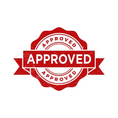 Beyaz arkaplanda onaylanmış kauçuk pul ikon vektör tasarım şablonu