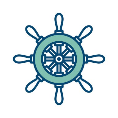 Beyaz arkaplanda gemi tekeri ikonu vektör tasarım şablonu