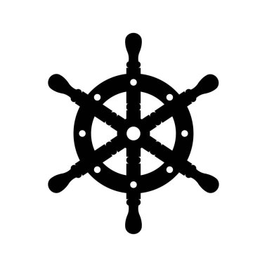 Beyaz arkaplanda gemi tekeri ikonu vektör tasarım şablonu