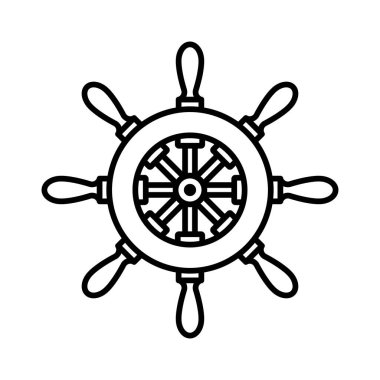 Beyaz arkaplanda gemi tekeri ikonu vektör tasarım şablonu