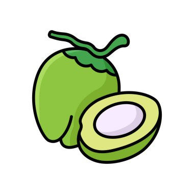 Hindistan cevizi ikonu vektör tasarım şablonu beyaz arkaplan