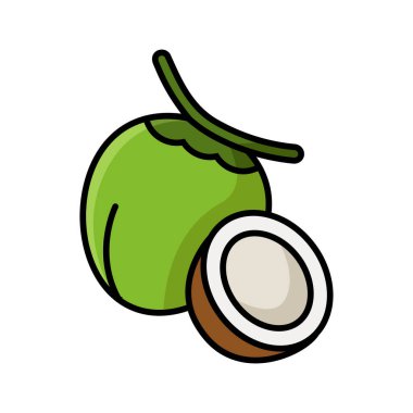 Hindistan cevizi ikonu vektör tasarım şablonu beyaz arkaplan