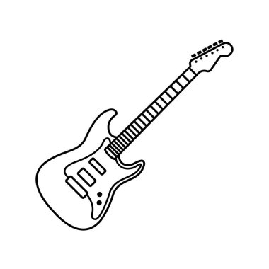 Beyaz arkaplanda elektro gitar simgesi tasarım şablonu