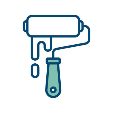 beyaz arkaplanda boya silindiri vektör tasarım şablonu