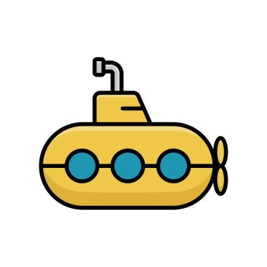 beyaz arkaplanda denizaltı simgesi tasarım şablonu