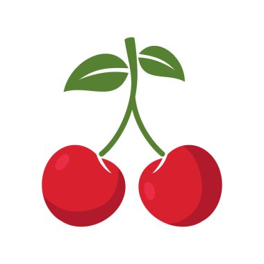 kiraz meyvesi ikonu vektör tasarım şablonu beyaz arkaplan